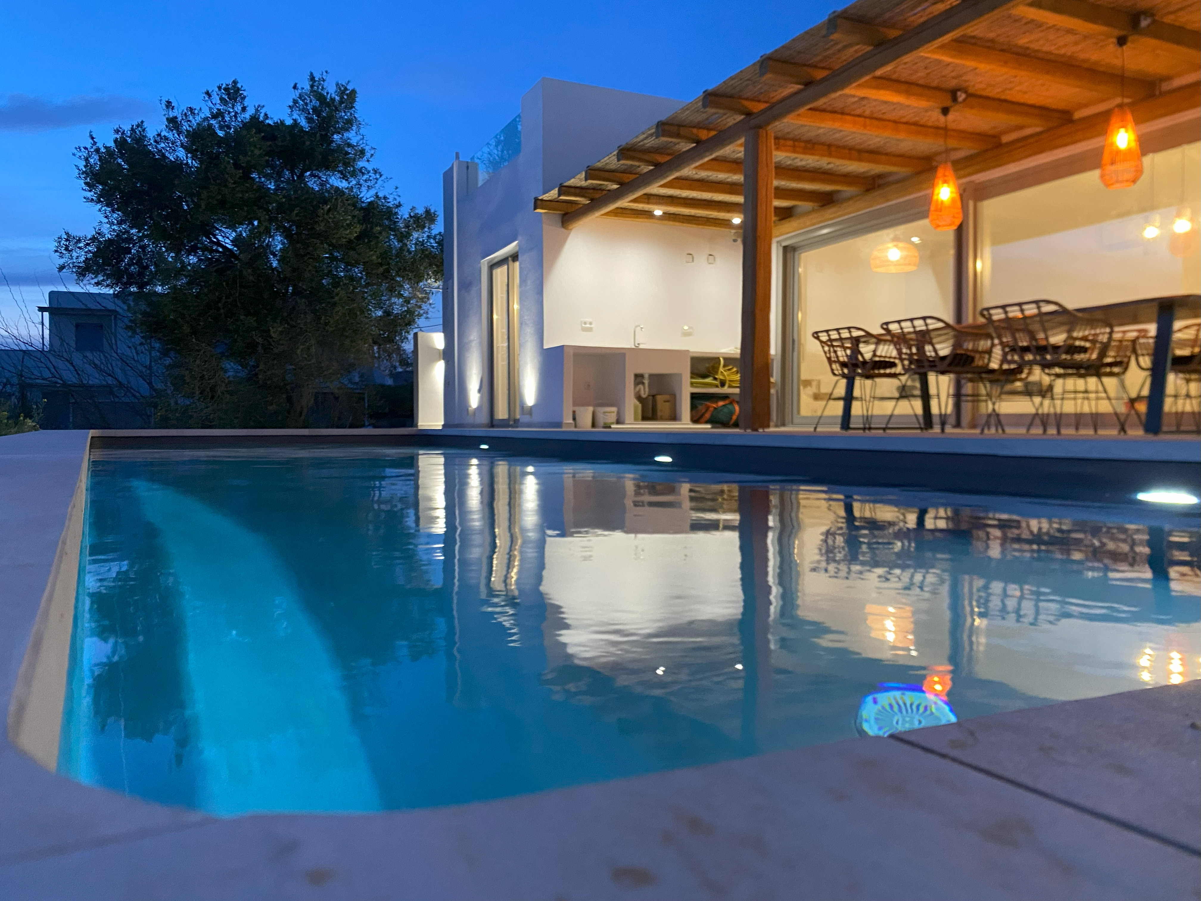 Villa, other side at night